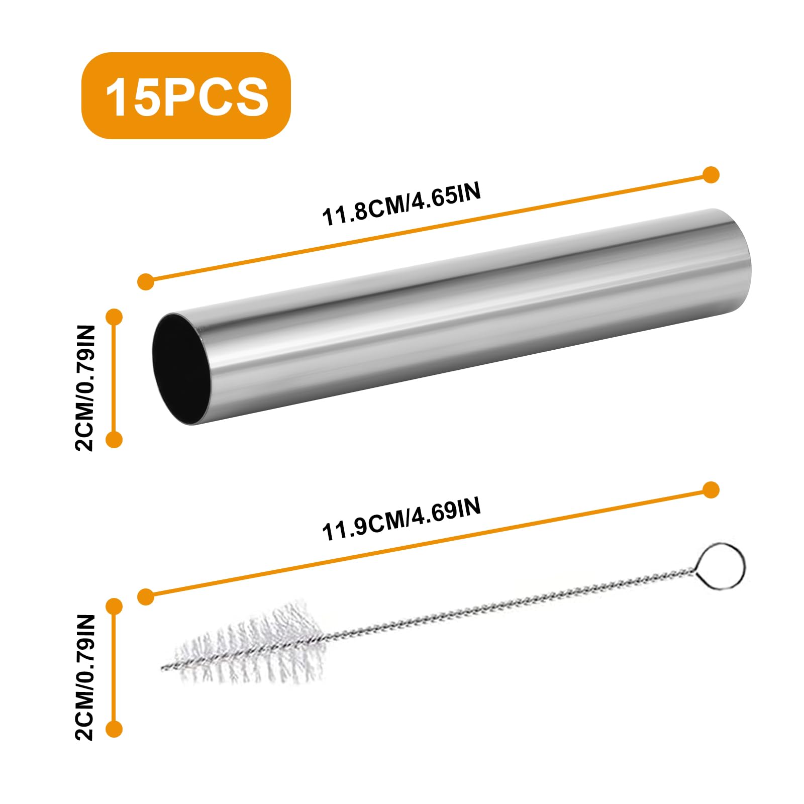 ADERTOS 20 Stampi Per Cannoli In Acciaio Inox - Tubi Cilindrici Da 11.6x1.9cm Con Spazzola Inclusa - 2