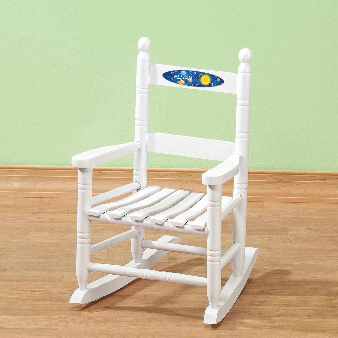 Fox Valley Traders Custom Space-Themed Children's Rocking Chair, Durable Wood - Measures 14 1/2