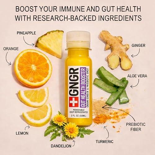 Miniatura 2 de +GNGR Gut Health Shot - Prebiótico y probiótico para mujeres y hombres - Apoyo digestivo e inmunológico, inyección de jengibre orgánico con vinagre