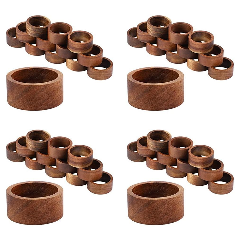 Vjsujehgy 48 Pieces Wood Napkin Rings Dining Table Napkin Holder Decorative Holiday Napkin Rings for Table Decoration