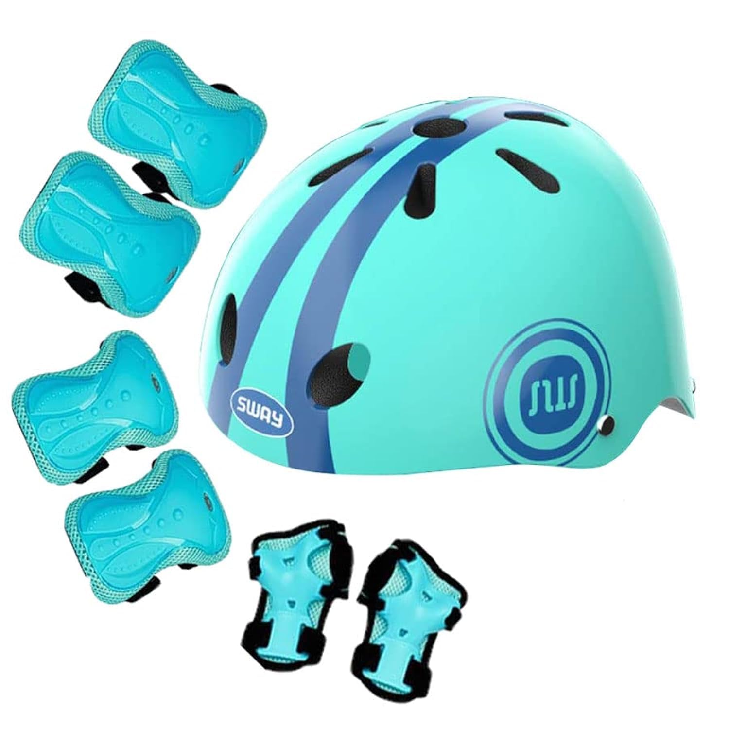 SKADE Bike Helmet 7 in 1 for Kids and Pads Set Adjustable Kids Bike Knee Pads Elbow Pads Wrist Guards for Scooter Skateboard Roller Skating Cycling Helmet Kids