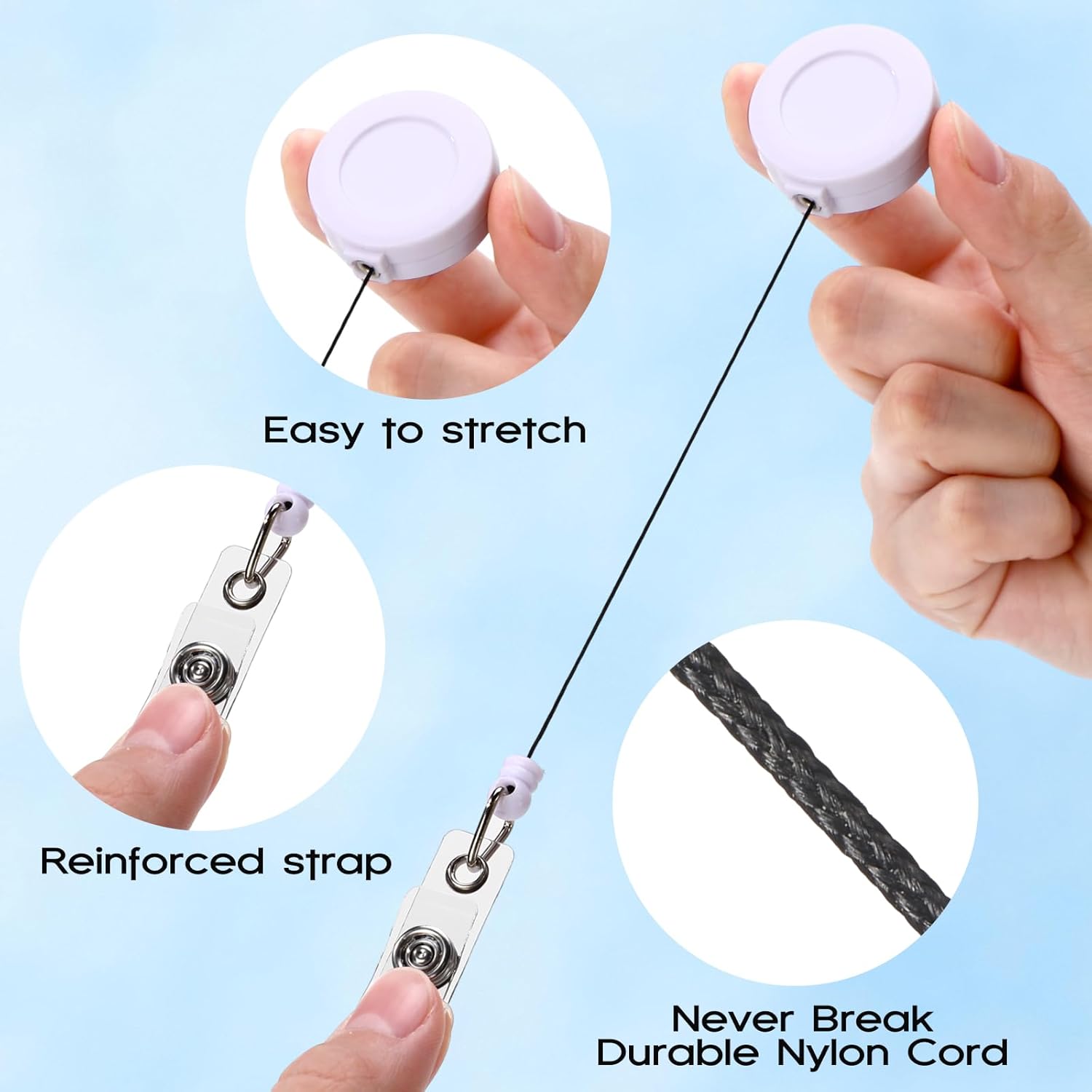 Zonon 50 Pcs Retractable Badge Holder Reels with Swivel Alligator Clip, ID Card Holder Name Badge Reel Clips Extender Lanyards for Students Teachers Nurse Office Employee Workers(Multicolor)