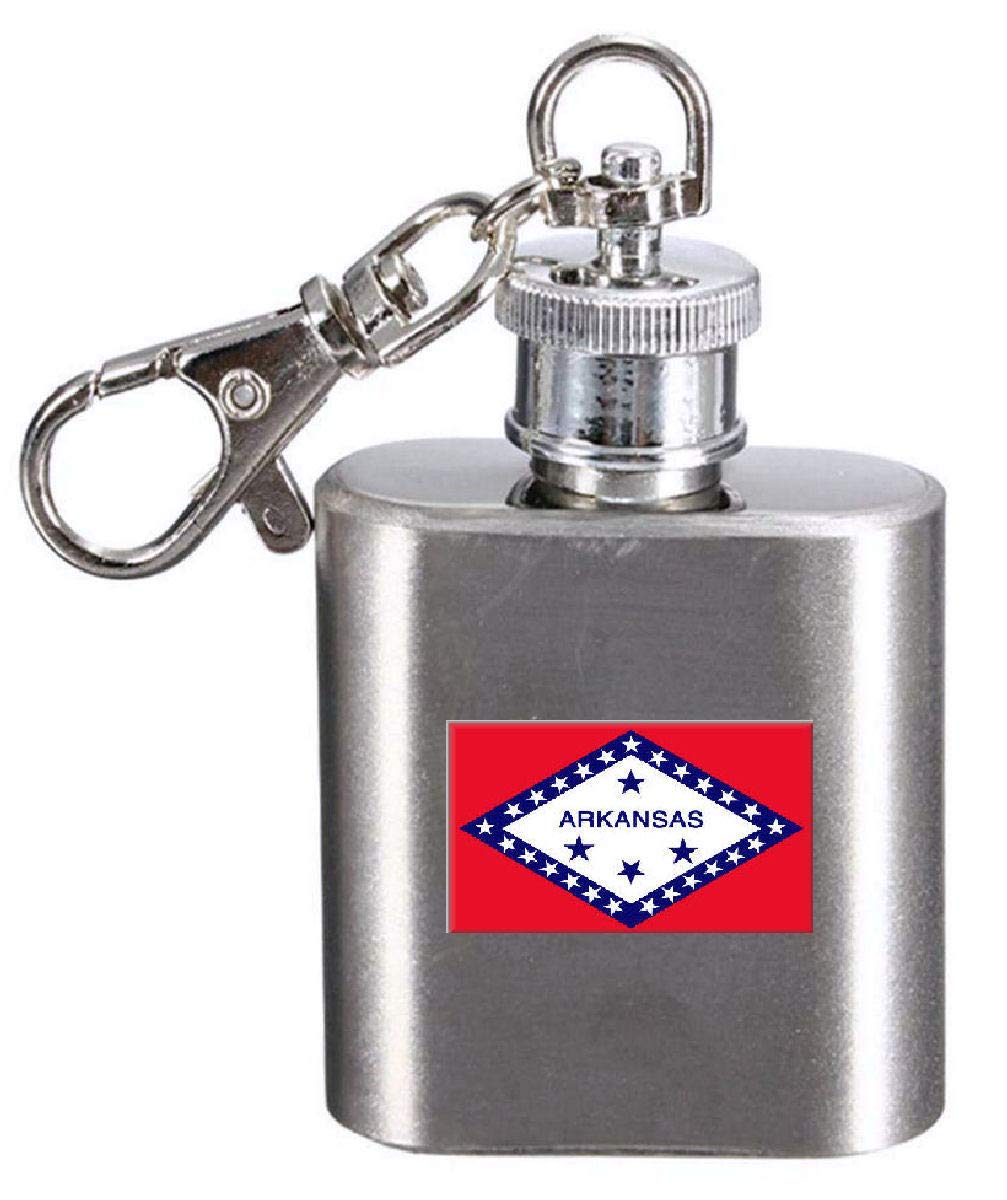 Flasque porte-clés gravé drapeau Arkansas pour randonnée et voyage