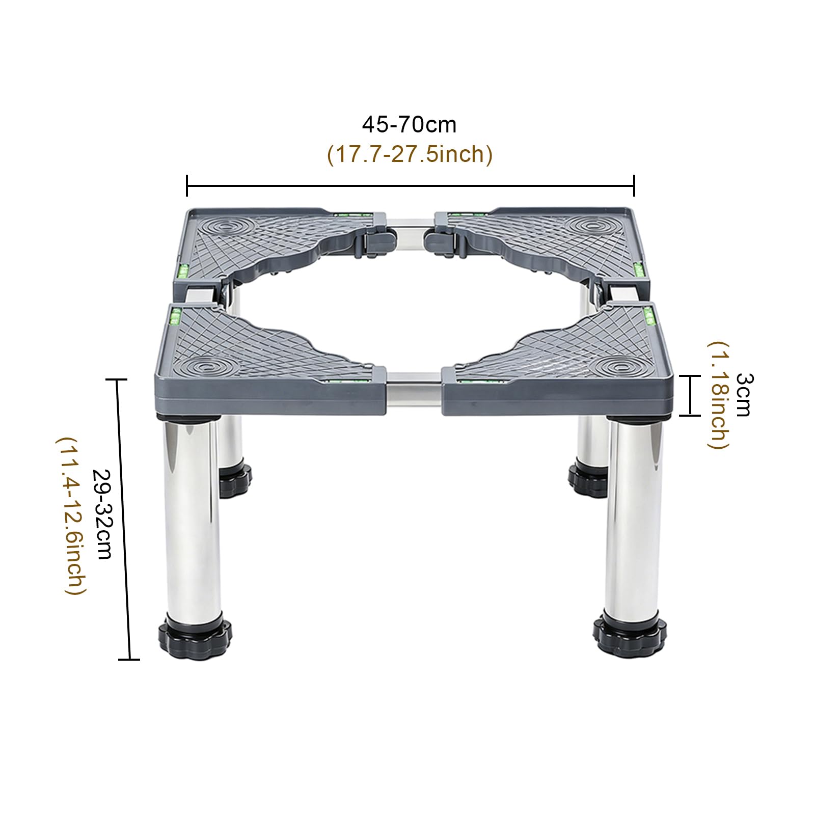 Genérico Base Lavadora Base para Refrigerador Regulable con 4 Patas de Acero Inoxidable Soporte para Lavadora Secadora Refrigerador