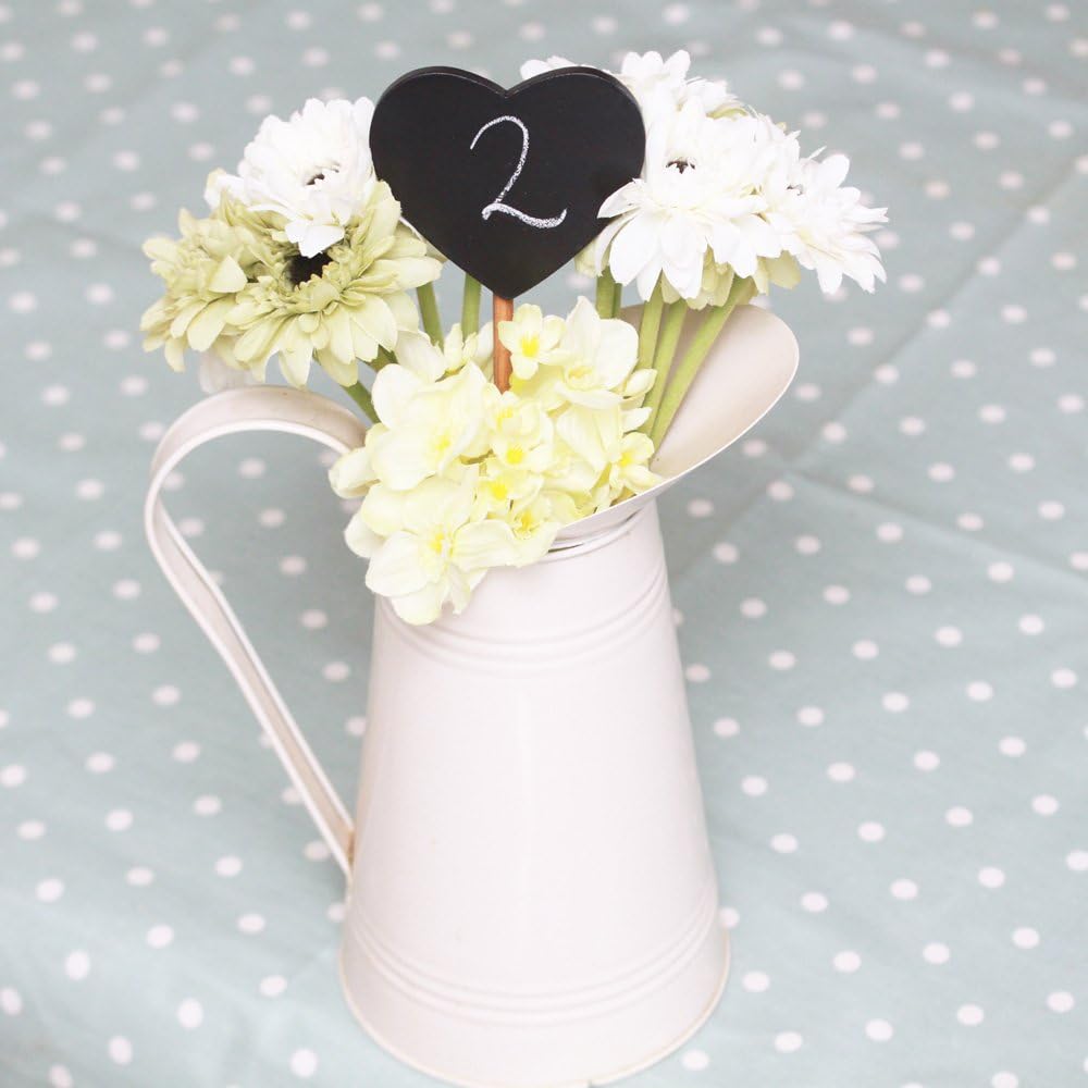 Luck And Luck Chalkboard Wooden Heart Single - Wedding Table Numbers - Rustic Vintage Style