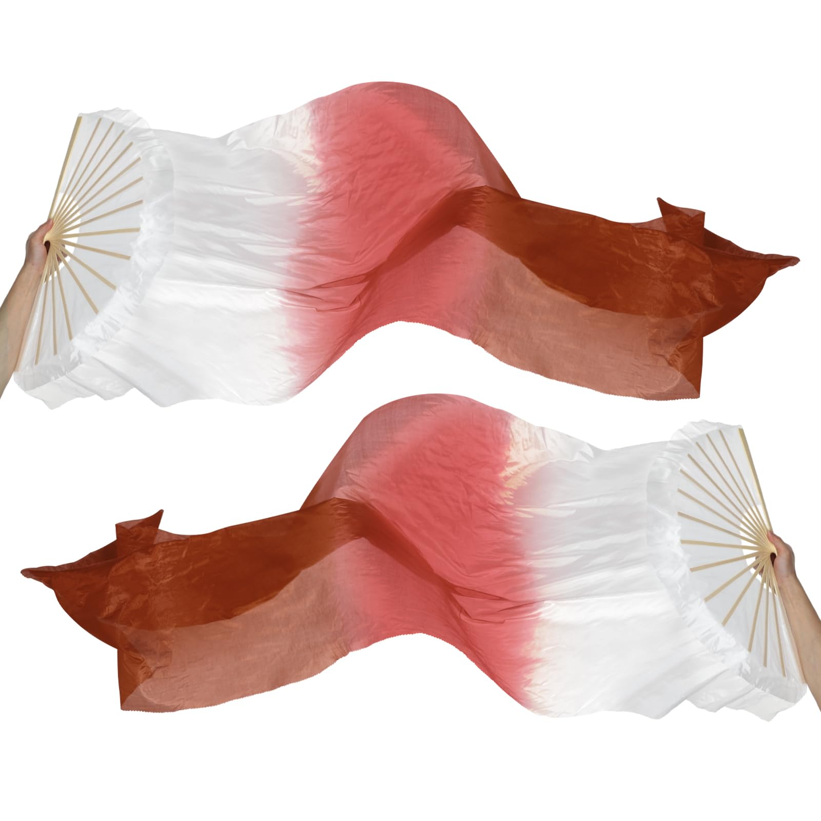 PATIKIL 16 Fan Belly Dance Silk Fan Veil 59"
