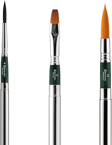 Miniatura 8 de Escoda Signature Series Artist - Juego de pinceles acrílicos y acuarelas, Álvaro Castagnet #1, Sable sintético Prado, tamaño (redondo) 8, 10 y 12