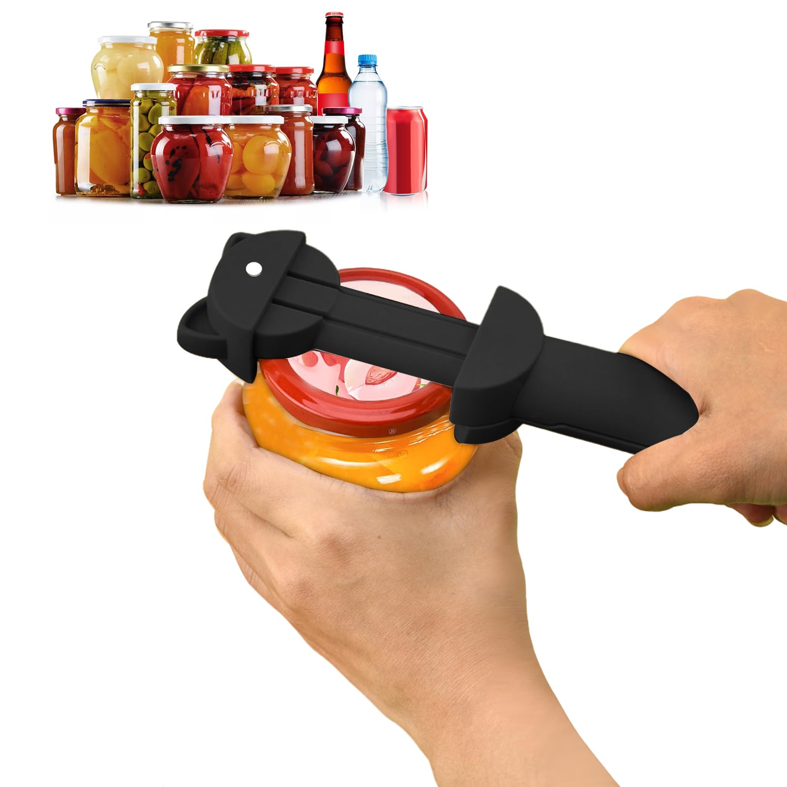 Retractable Jar Opener for Seniors with Arthritis & Weak Hands – Non-Slip 4-in-1 Bottle Can Opener, Effortlessly Opens Stubborn Jars, Beer Caps, and Ring-Pull Cans,Kitchen Essential