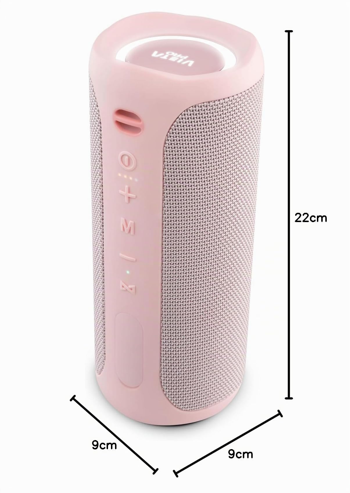 Vieta Pro Altavoz Bluetooth Potente, Resistente al Agua, 10H de Batería, Micrófono. Altavoz Portátil Grande True Wireless, Aux In, USB, Asistente de Voz y Sistema de Luces | #Party Rosa