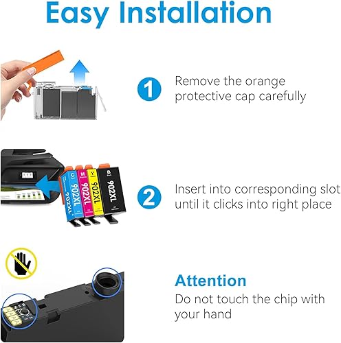 Miniatura 6 de 902XL - Cartuchos de tinta de repuesto para HP 902 902XL, paquete combinado compatible con impresoras Officejet Pro 6978 6960 6962 6968 6954 6958