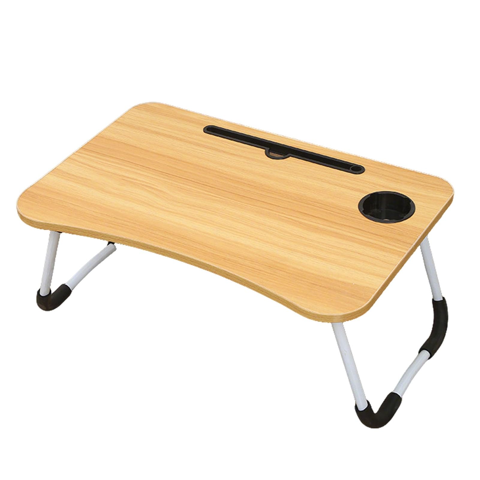 Faltbarer tragbarer Laptop-Schreibtisch mit Getränkehalter - Stabiler Betttablett aus Holz zum Essen, Schreiben und Arbeiten - Ideal für Sofa, Zuhause, Büro, Reisen & Essen