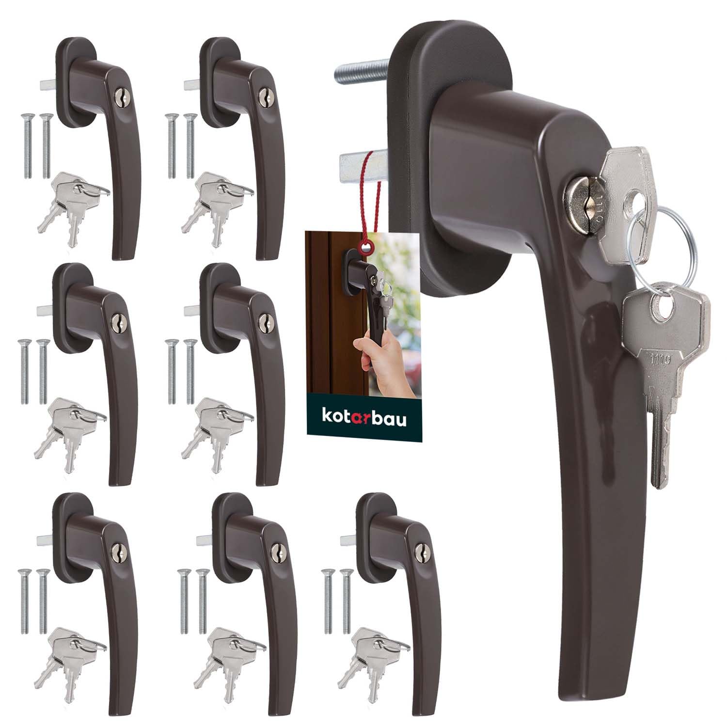 KOTARBAU® Set di 8 maniglie per finestra con serratura, in alluminio verniciato a polvere, con serratura, 35 mm, serratura per finestra per bambini, maniglie per finestre richiudibili