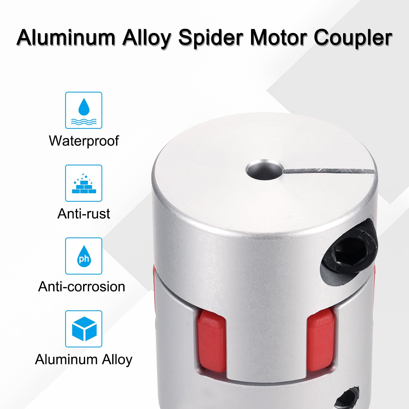 sourcing map Acoplamiento de eje de aluminio de 6 mm a 10 mm, acoplamiento flexible de araña, 50 mm de largo x 40 mm de profundidad, conector de junta de eje de araña para impresoras 3D, codificador