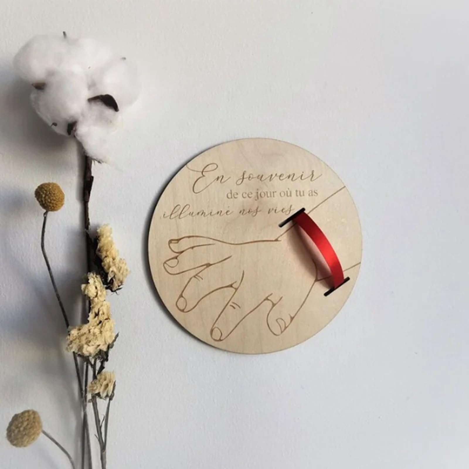 Souvenir de nouveau-né naissance en bois pour hôpital Bracelet de naissance avec informations gravées pour bébé