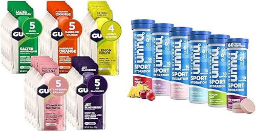 GU Energy Original Sports Nutrition - Gel energético, 24 unidades, sabores frutales surtidos y tabletas de electrolitos Nuun Sport para hidratación disponible en Yaxa Costa Rica