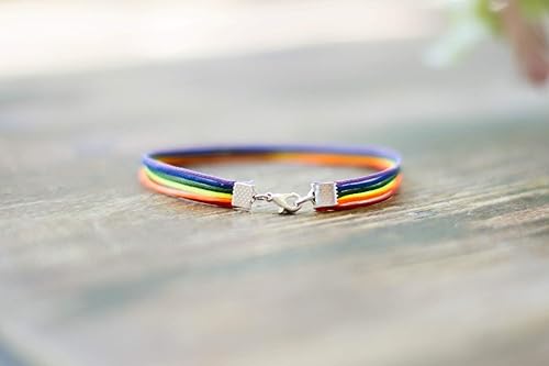 Miniatura 3 de Pride bracelet, rainbow flag colors, LGBT string bracelet for men, men's bracelet, strand only, gay, gift for him, no charm, mens jewelry