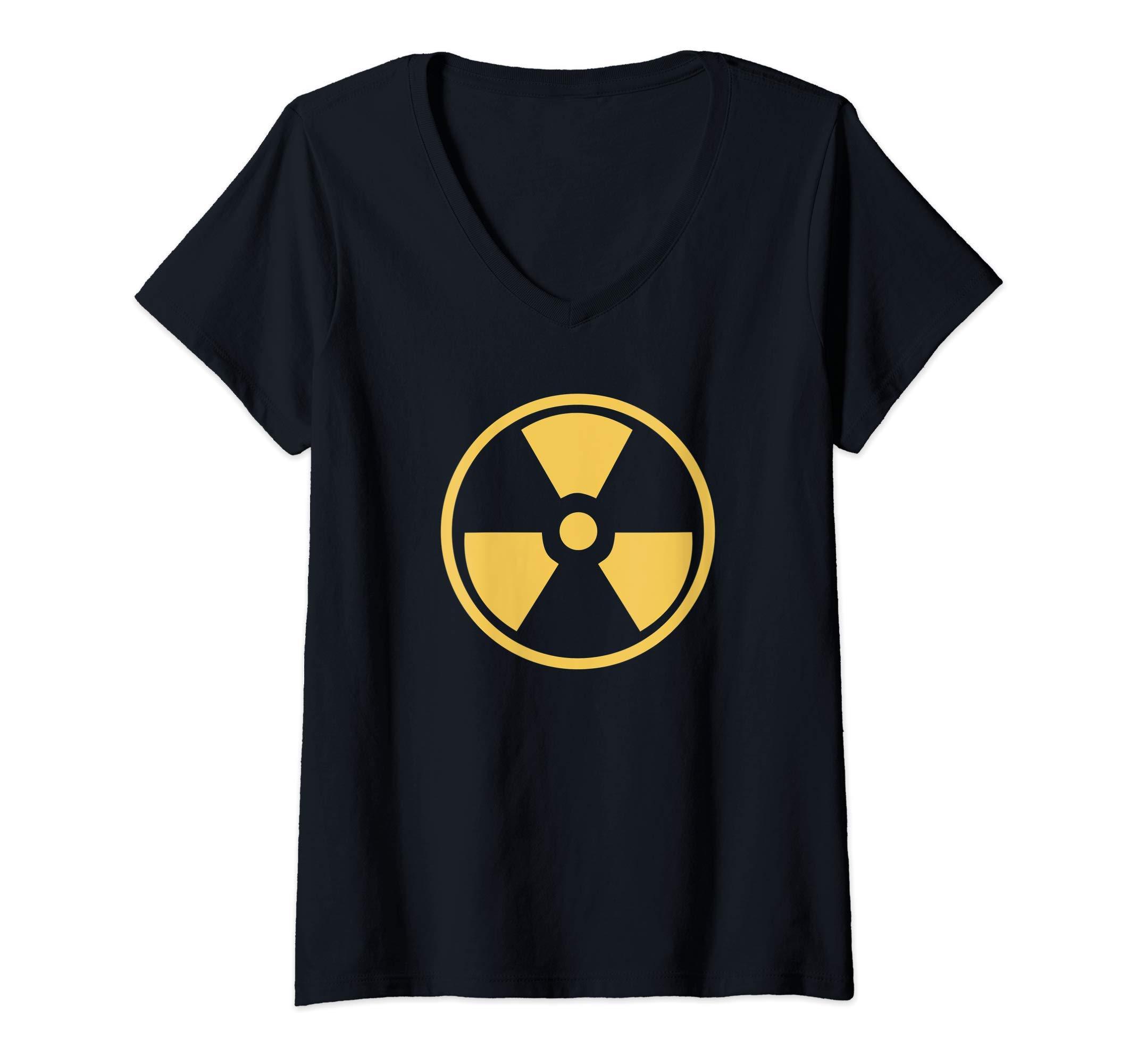 Womens Official Duke Nukem Radiation Symbol Nuke 3D Gold V-Neck T-Shirt