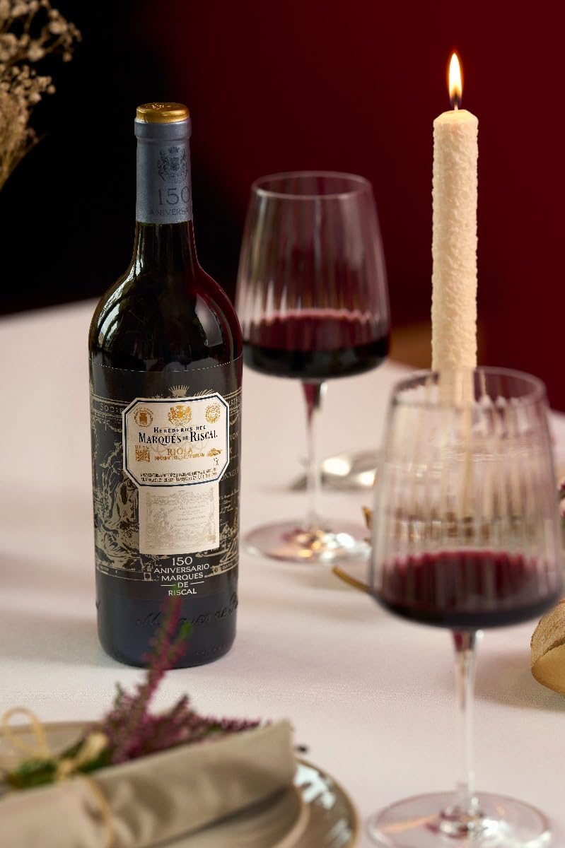 Marqués de Riscal 150 Aniversario, Vino tinto, Denominación de Origen Calificada Rioja, Variedad Tempranillo, 32 meses en barrica francesa, Botella individual 750 ml
