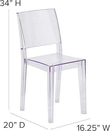 Miniatura 3 de Flash Furniture Phantom Series Silla lateral de apilamiento transparente