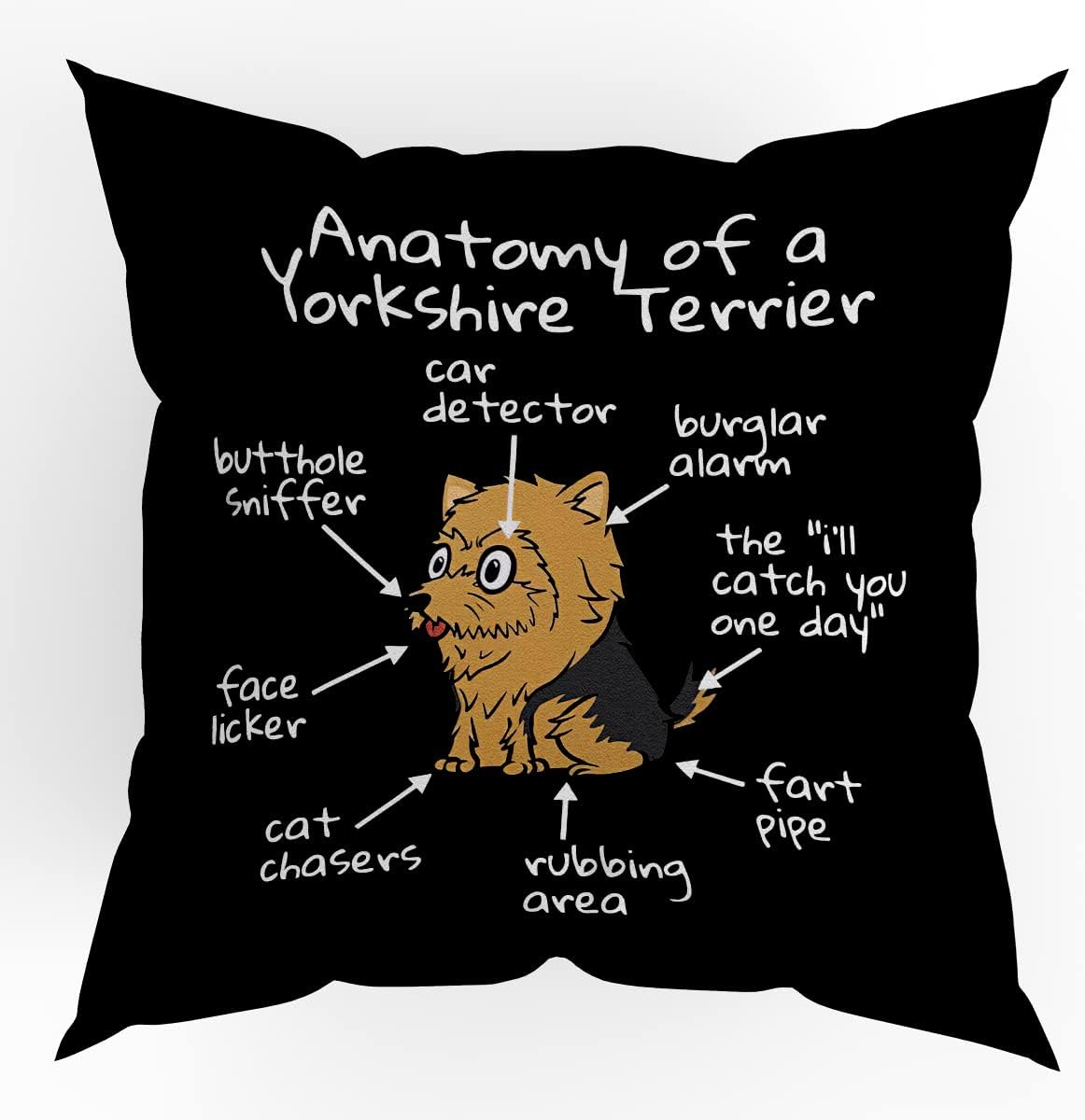 The Anatomy Of A Yorkshire Terrier Throw Cushion Cover