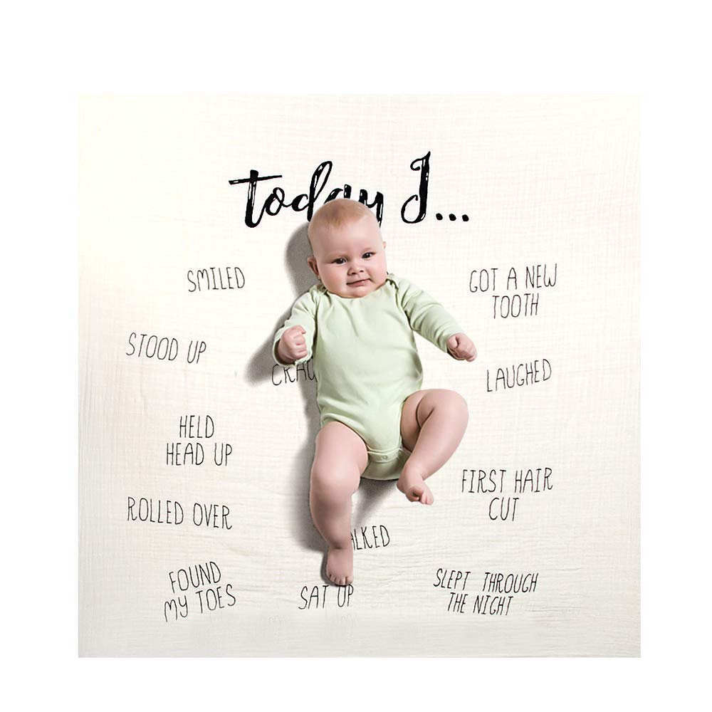 Baby Blanket,Baby Blanket Record Baby's Today First Times Pure Cotton Unisex Boys Girls for Babies Photo Picture Prop Background s 47 * 47 Inch