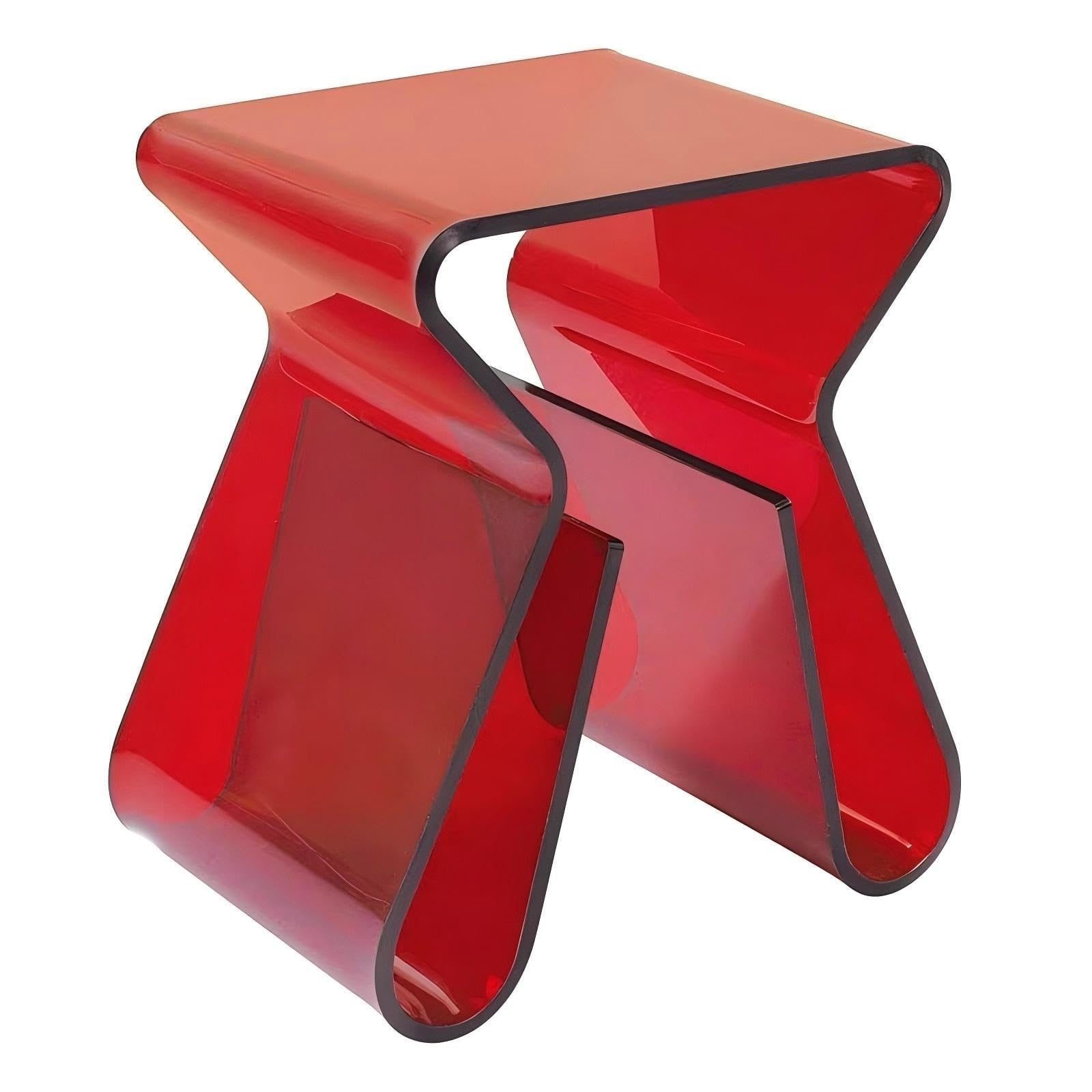 SXZenSpace Acrylic Side Table Geometry Nightstand End Transparent Coffee for Living Room & Office Space Saver(Rojo)