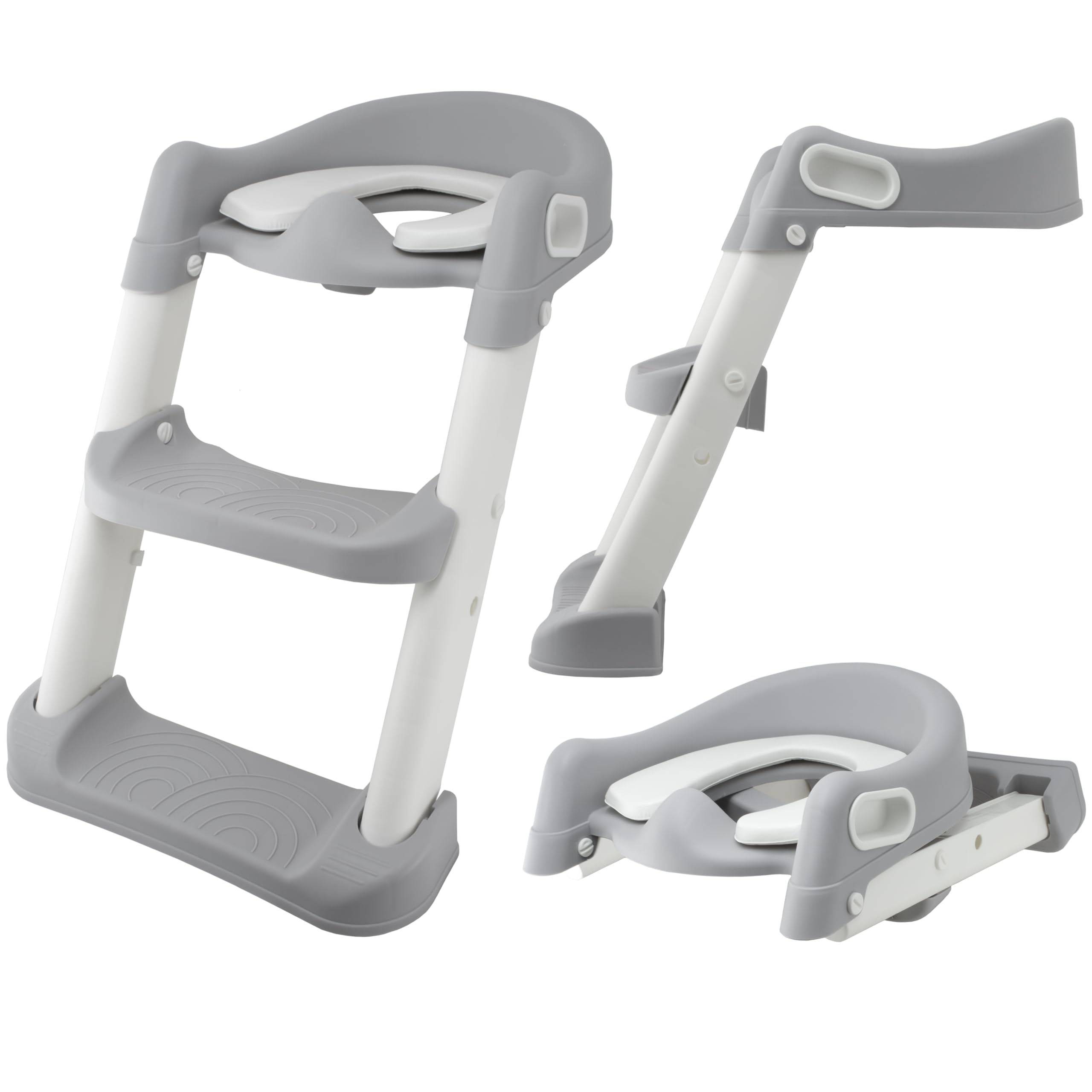 Almar Baby Adaptador WC para Niños con Escalera Reductor de Inodoro Asiento WC de Niños con Escalera Antideslizante Plegable con Cojín Gris