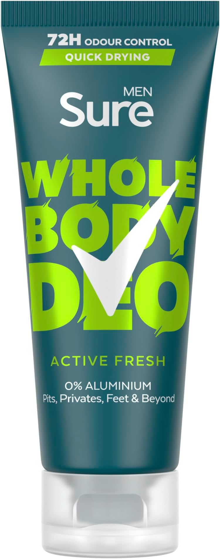 Sure Men Active Fresh Whole Body All Over Body Deodorant Cream with a citrus & woody fragrance and 72 hour odour control 75ml