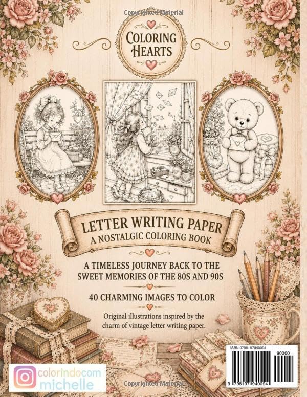 Vintage Whimsy – Letter Writing Paper Volume 2: A Nostalgic Coloring Book Inspired by the Vintage Stationery of the 80s and 90s image 3
