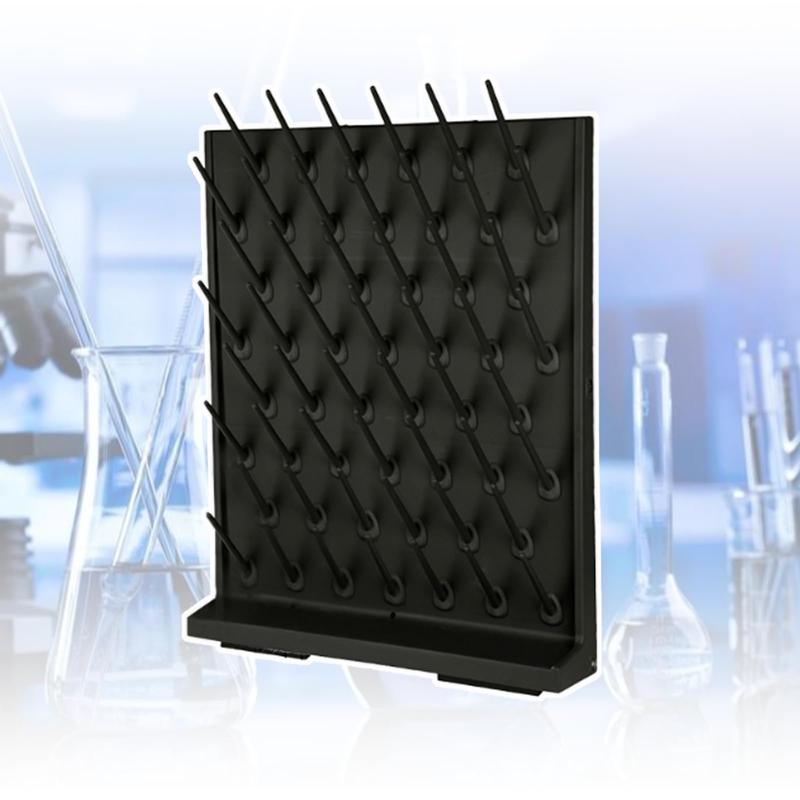 Escurridor de Laboratorio Desmontable con Tubo de Drenaje - Piezas, Color Negro, diseño Angular para un Drenaje rápido del Agua de Tubos y Vasos de precipitados - Ideal para labora