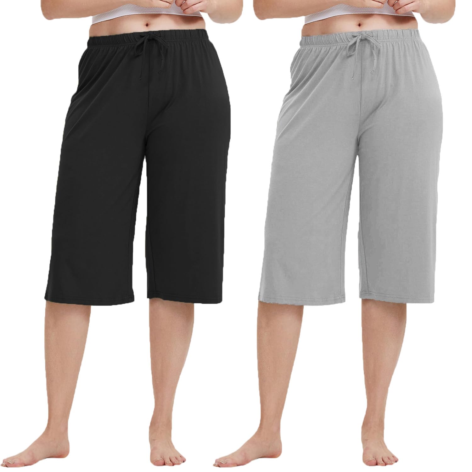 Women's Casual Relaxed Fit Cotton 3/4th Capri Summer Capri Pants - Pack of 2-picture-45