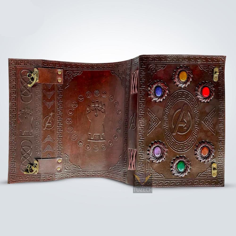 Wholesale TUZECH Seven Chakra Medieval Stone Embossed Handmade Jumbo Leather Journal Book Of Shadows Notebook Office Diary College Poetry Sketch 22 Inches For Your Shop - View #14