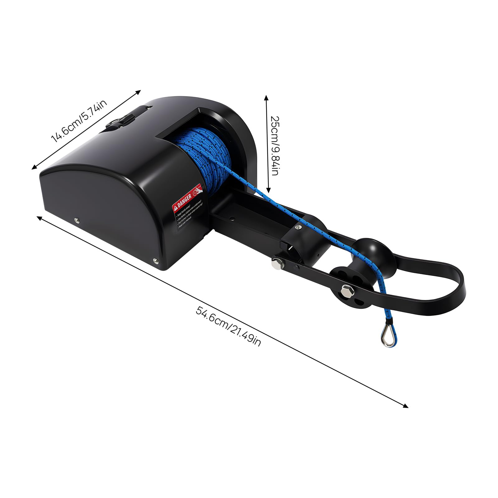 OUKANING 35LBS Elektrische Ankerwinde mit Fernbedienung, 12V Motor, 100ft/30.5m Tau für Boote bis 24ft, 17kg Bruchlast, Rostfrei, Schwarz, mit Vollständigem Zubehör