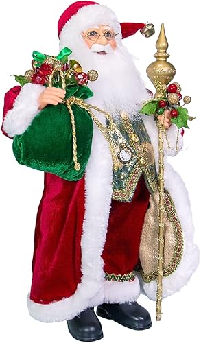 Miniatura 2 de Kurt Adler Kringle Klaus Santa elegante de 17 pulgadas con personal y bolsa de regalos
