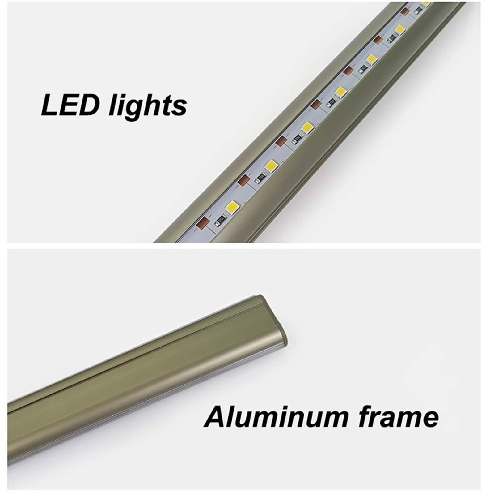 50-130 cm wytrzymały drążek do szafy, obciążenie 75 kg, metalowy wieszak na ubrania, drążek do szafy z oświetleniem LED, drążek do szafy z wbudowaną baterią litową (złoty, 800 mm)
