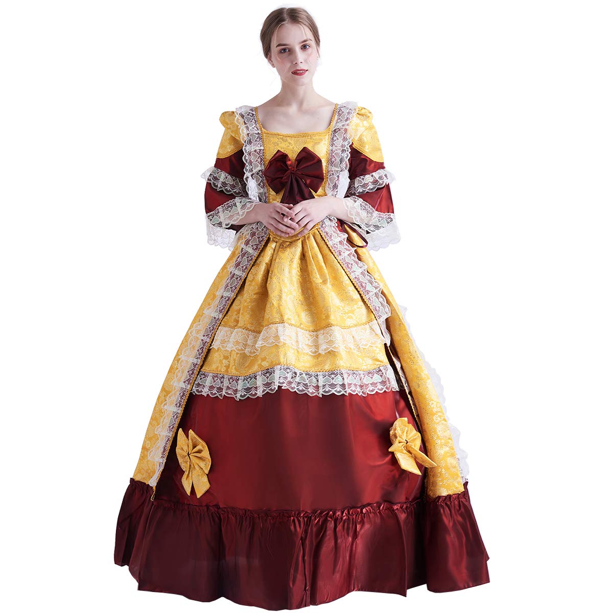 COSDREAMER Womens Medieval Dress Renaissance Dress Victorian Edwardian Costume Gothic Dress (red, L) — image 1
