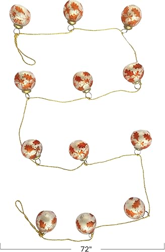 Vista 40 de Creative Co-Op Guirnalda de adorno de bola de vidrio de mercurio en relieve, crema mate envejecida