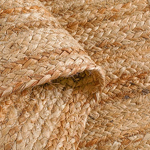Hausattire Hand Woven Jute Braided Rug, 2'x3' – Natural, Reversible Boho Entry Area Rugs for Kitchen, Living Room I Farmhouse Indoor Outdoor Decorative Floor Rug, 24x36 Inches by Hausattire - Used condition - Image 4