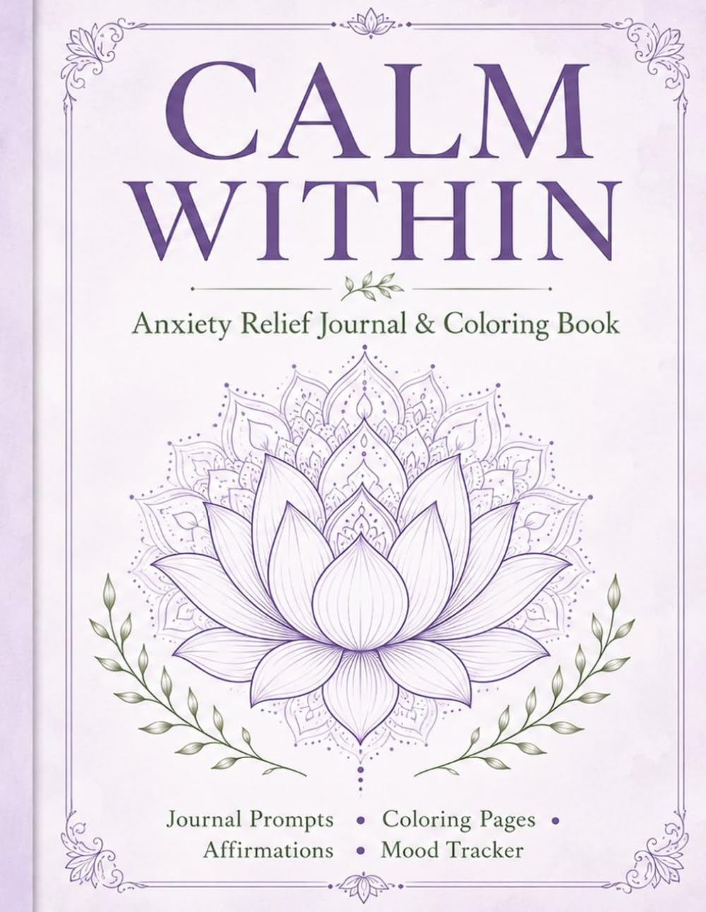 Calm Within: Anxiety Relief Journal & Coloring Book for Adults: Daily Prompts, Affirmations, Mood Tracker, Gratitude Pages and Coloring Pages for Stress Relief and Mindfulness