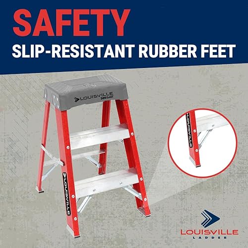 Miniatura 30 de Escalera de tijera Louisville de fibra de vidrio con capacidad de 300 libras, Anaranjado, FS1506