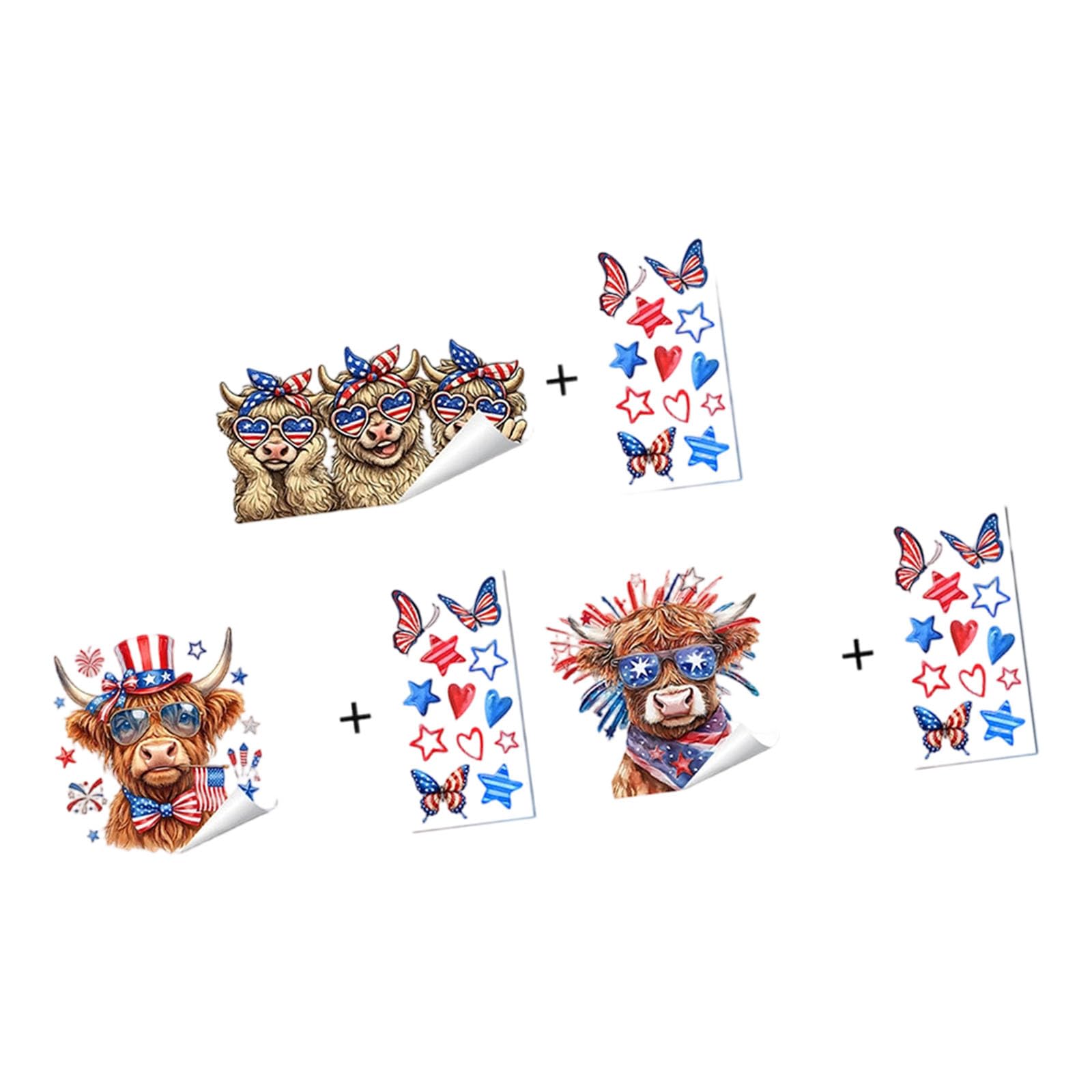 JSGHGDF PET Statics Window Decal US Flag and Heart Pattern Party Window Clings Statics Cling Set for Party and Home Decoration PET Cling Decal