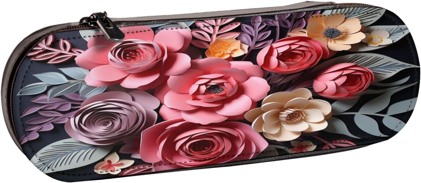 Mysterious bouquet Leather Multi Slot Pen Storage Case