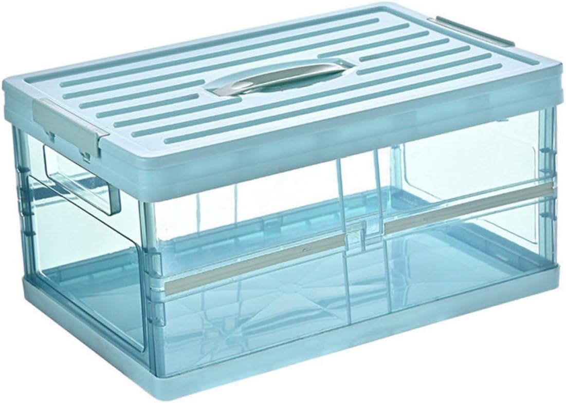 Unomor 1Pc Transparent Foldable Storage Box Collapsible Organizer for Clothes Books Space Saving Design for Bedroom Living Room and Car Trunk Practical Home Storage