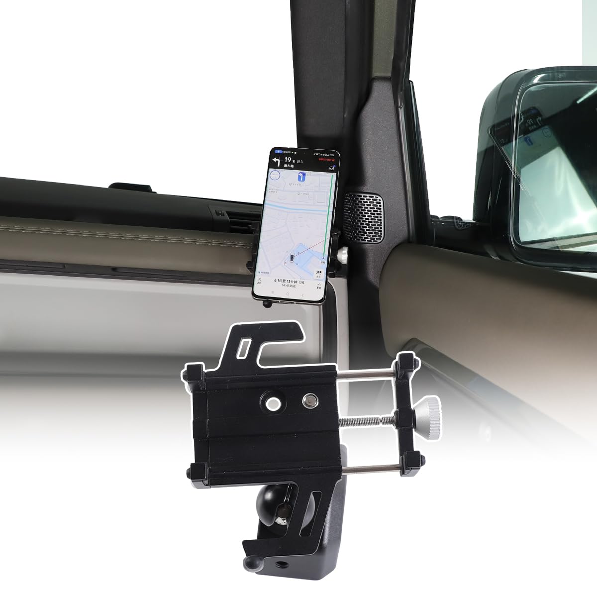 JONKOKO Alumium Alloy Dashboard Side Mobile Phone Holder Trim Compatible with Land Rover Defender 90 110 130 2020-2024 Car Central Control Car Phone Mount (Style D, Right)