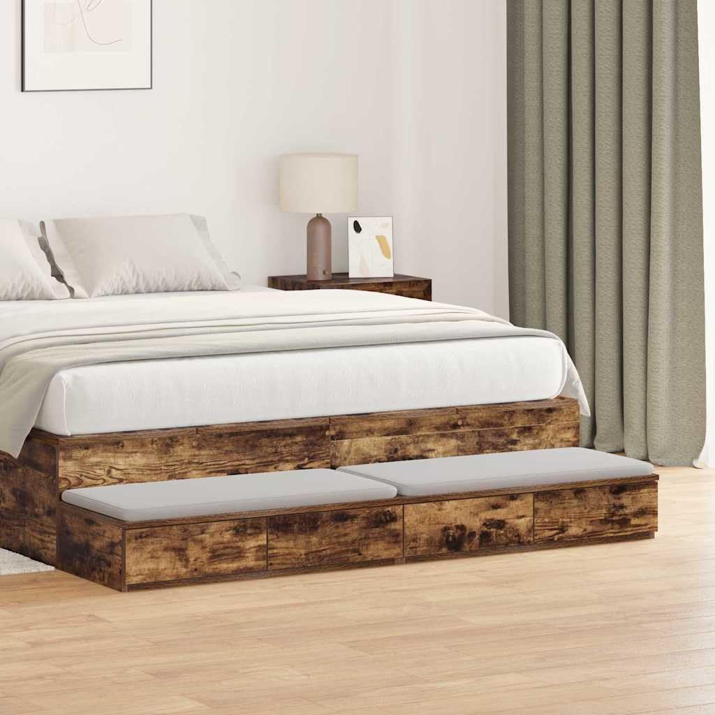 Cassetti da letto in rovere affumicato, 160 x 36,5 x 16,5 cm, 4 cassetti push-to-open, comodino durevole per camera da letto, proprietari di case moderne