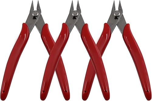 Miniatura 8 de Waziaqoc Paquete de 3 cortadores de micro alambre, tijeras de alambre de 5 pulgadas, mini cortadores empotrados, alicates de corte limpio para