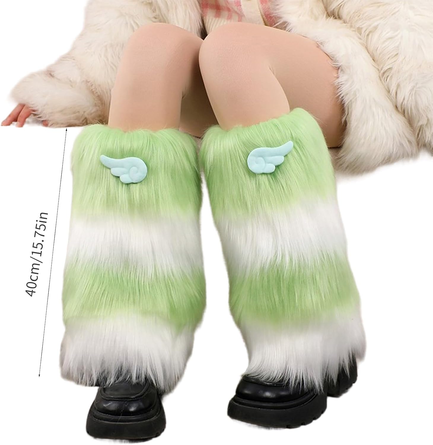 Women Girls Japanese Anime Plush Leg Warmer Cute Cartoon 3D Wing Fuzzy Thickened Boot Cuffs Cover Warmer