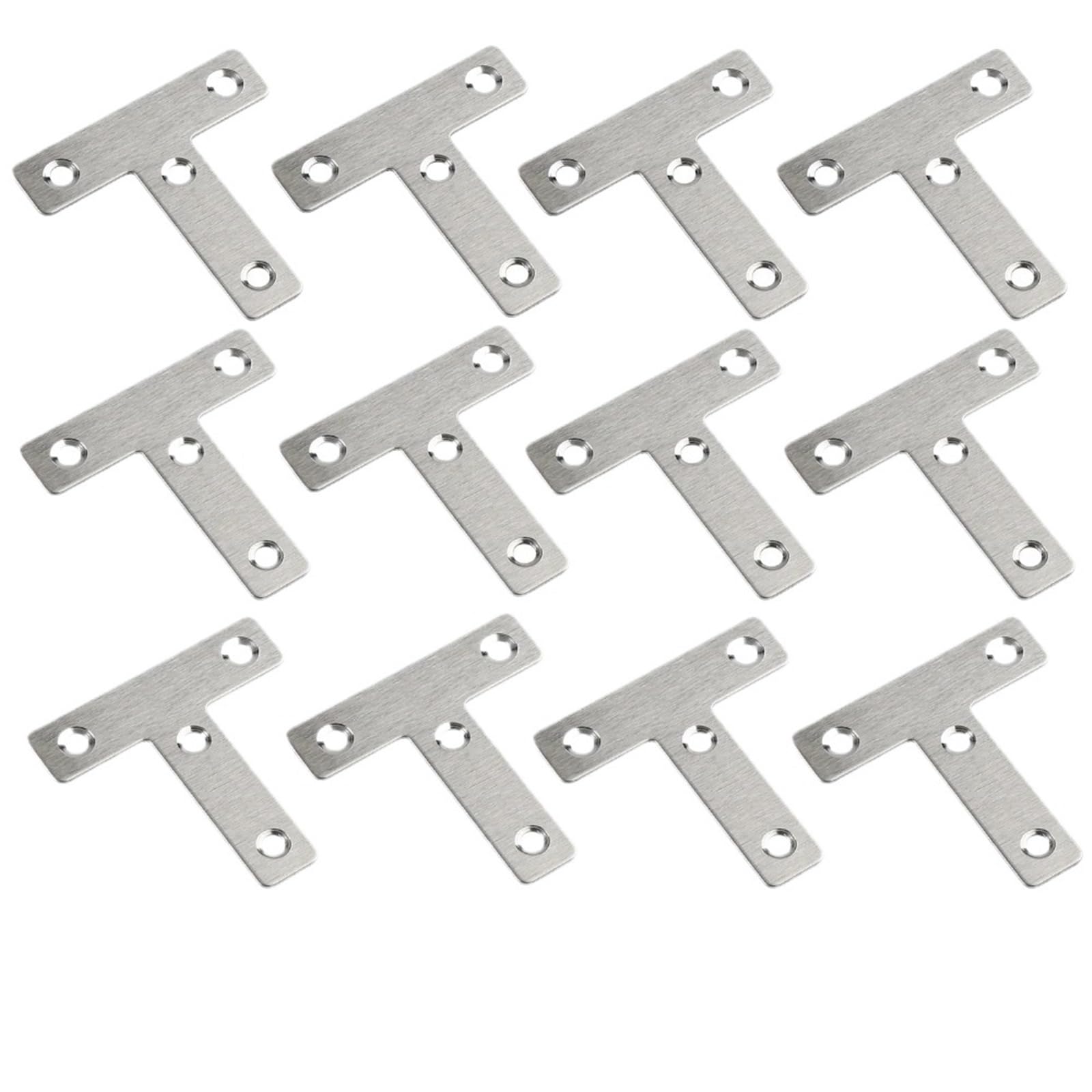 Rrypbovg Nickel L Brackets Stainless Steel Corner Extrusion Plate Fastener L /T 12Pcs Connection Heavy Duty Flat Angle Brace(Nickel)