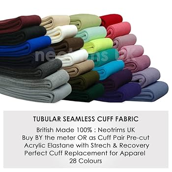 Knit Rib Cuff Stretch Ribbed Fabric Seamless Cuffing,Tubular Ribbing By The Meter Or Pair. Revamp Clothing Jacket Cuff, By Neotrims | Jade Green, 1 Pair (2 Pieces