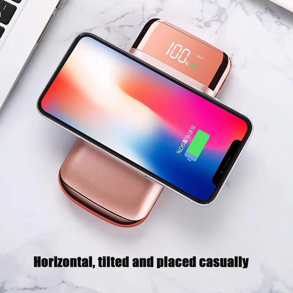 Caricatore Wireless Power Bank 10000mAh Batteria Esterna Caricabatterie Portatile con Display Elettrolitico Digitale e 3 Porte USB per Tutti Gli Smartphone, a ltri dispositivi USB, Pink